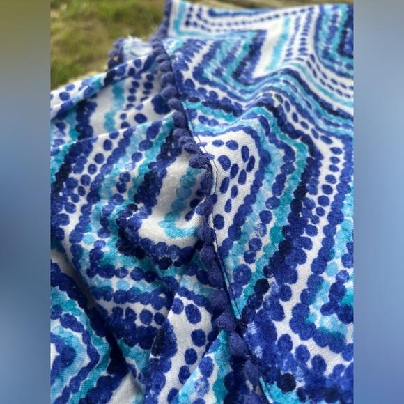 Girls 7/8 Hi-Low Dress👗Shades of Blues and Whites Chevron Dots & Blue Lace Back - Picture 13 of 15